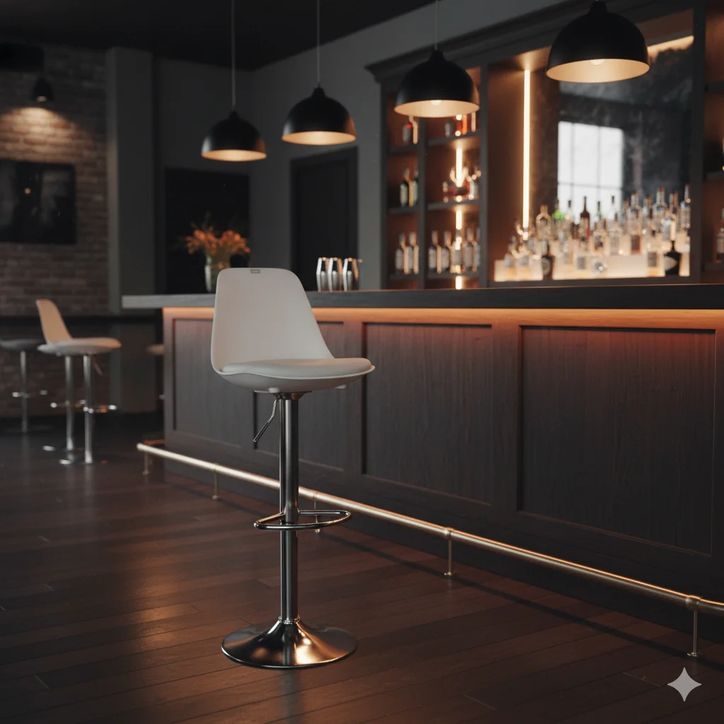 Roundo metal bar stool for kitchen counter and home bar seating