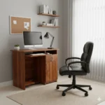 Compact Particle Board Computer Table with Keyboard Tray