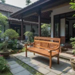 Window CNC Cutting Teak Bench 3 Seater