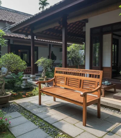 Window CNC Cutting Teak Bench 3 Seater