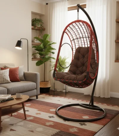 Nake Metallic Wicker Swing