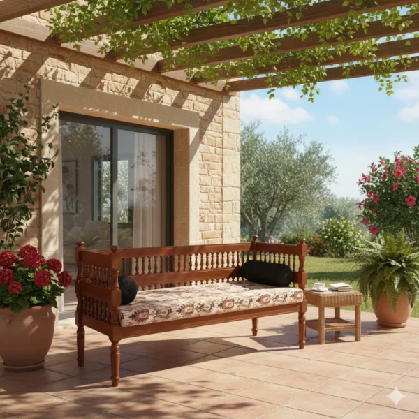 Maple Bench Teak 3 Seater with Cushion