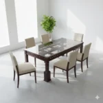 4 Pillar Base Acacia Dining Table Veeti Stain 6×3.5 for spacious dining rooms