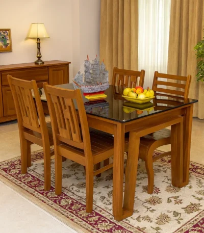 Double Leg Teak Dinning Table 6×3
