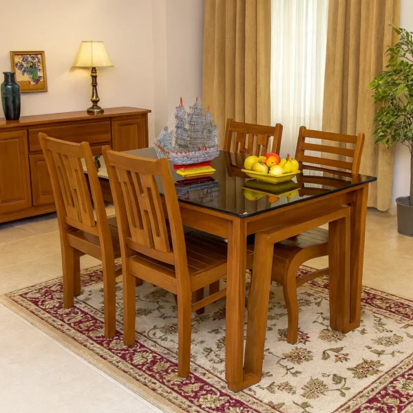 Double Leg Teak Dinning Table 6×3