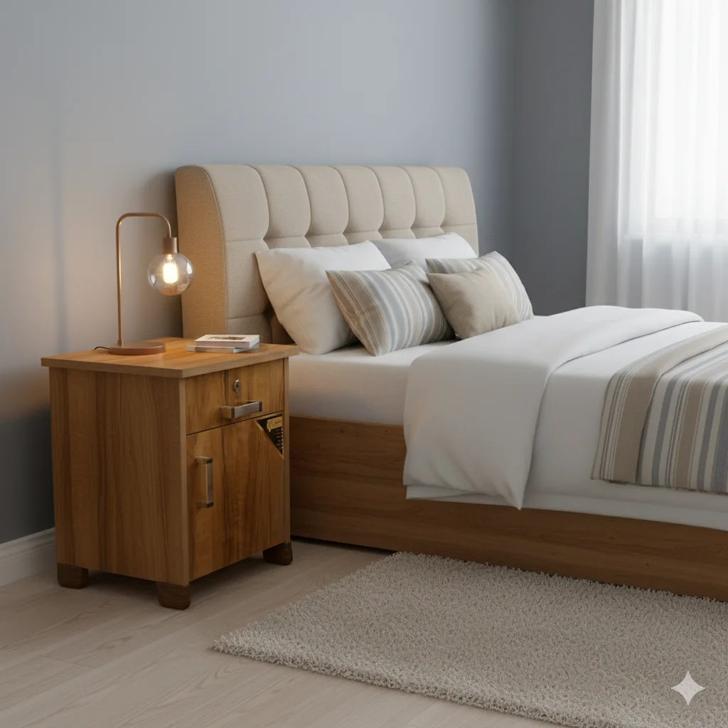 Particle board side table compact modern home furniture