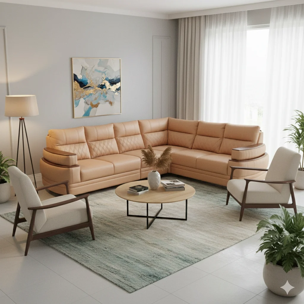 Scotlanda Full Cover Corner Sofa Set 2+2+1 for modern living room interiors