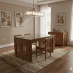 Tuck Under Space Saving Teak Dining Table Set 5×3 with Bear Teak chairs for compact homes