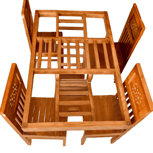 Diagonal Teak Leather Dining Chair For Family Gatherings