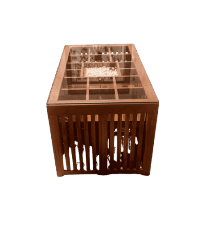 Tuck Under Space Saving Teak Dining Table Set 5×3 with Bear Teak chairs for compact homes