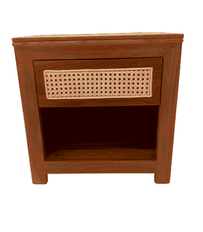 Small cane teak side table for bedside and sofa side use in bedroom and living room