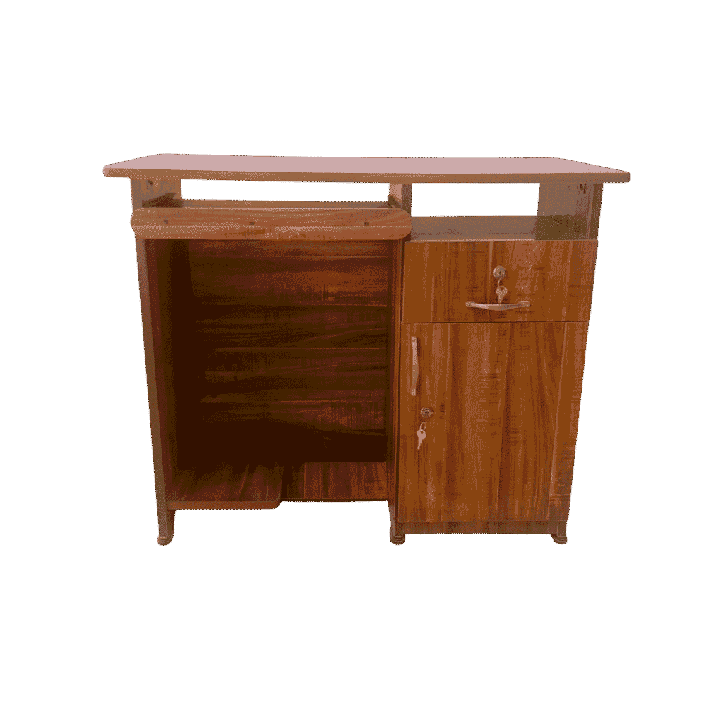 Compact particle board computer table with keyboard tray for home office use