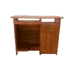 Compact particle board computer table with keyboard tray for home office use