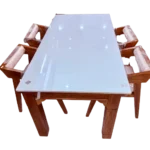 Kalli Acacia Dining Table 6x3 with Artificial Marble Top