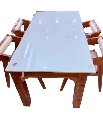 Kalli Acacia Dining Table 6x3 with Artificial Marble Top