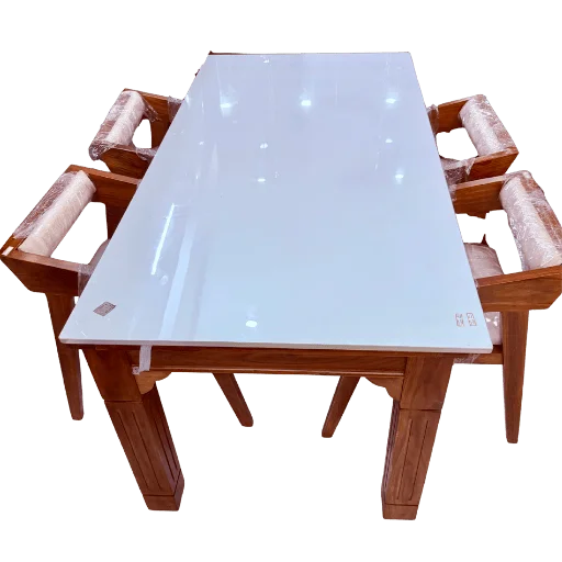 Kalli Acacia Dining Table 6x3 with Artificial Marble Top