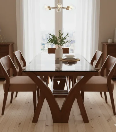 V Base Acacia Dining Table 6×3.5