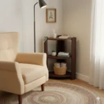 3 tier particle board corner stand for living room bedroom and hallway storage