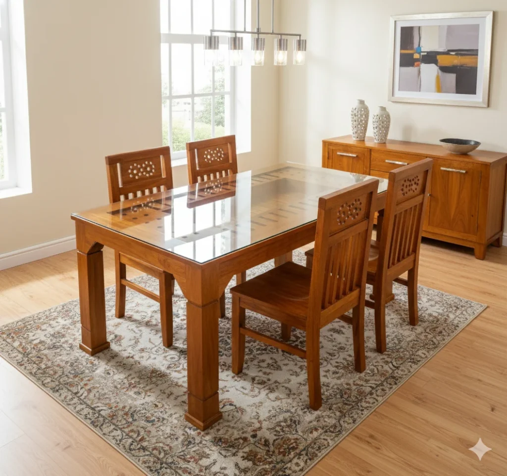 Pinned Acacia Dining Table 5×3 for spacious dining rooms