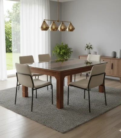 Roller Teak Dining Table 6×3 for spacious family dining rooms