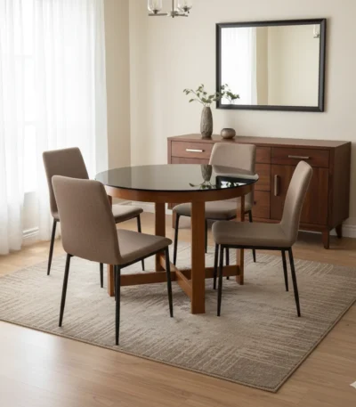 Round Space Saving Teak Dining Table/Coffee Table Set 3×3