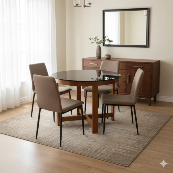 Round Space Saving Teak Dining Table/Coffee Table Set 3×3