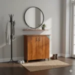 Closed 2 door particle board shoe stand for entryway and bedroom storage