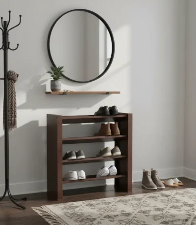 Open 4 Tier Particle Board Shoe Stand