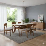Splayed Legs Teak Dining Table 6×3.5 for spacious modern dining rooms