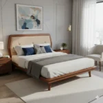 Plain Rexin Mahogany Cot 5 ft Queen Size