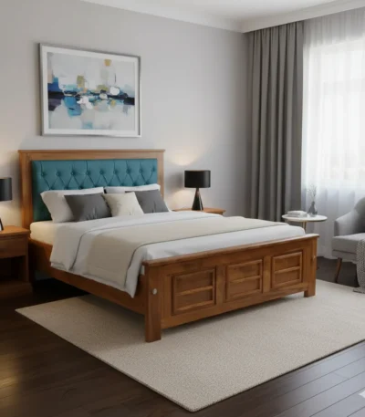 Royal Rexin Teak Cot 4 ft Double