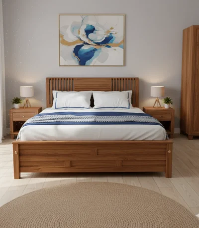 Shutter Teak Cot 6 ft King Size for large family