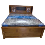 Head Cup Board Teak Cot 6 ft King Size with 4 Storage Boxes for guest bedroom