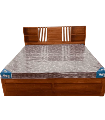 Mobile Stand Teak Cot 6 ft King Size with 2 Storage Boxes