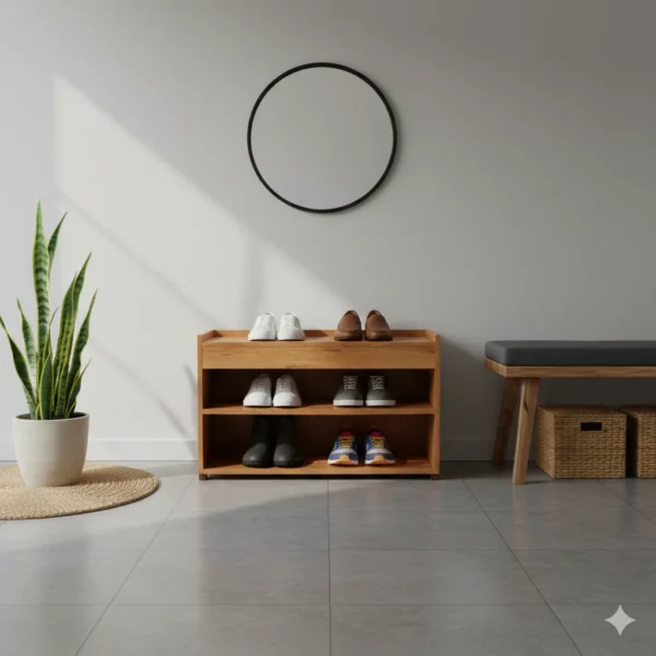 Open Shelf 2 Tier Particle Board Shoe Stand