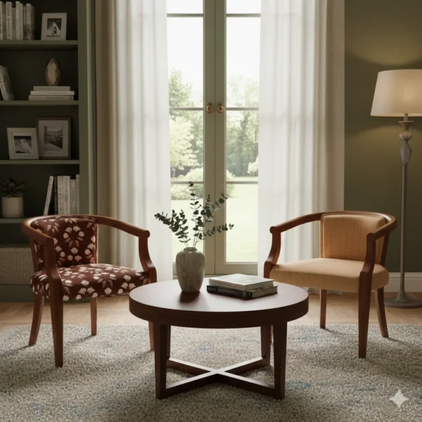 ClassicArc Teak Cushion Sitout Chair for living room or sitout area