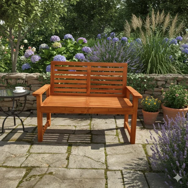 Durable Horizen acacia bench 2 seater for daily outdoor and indoor use