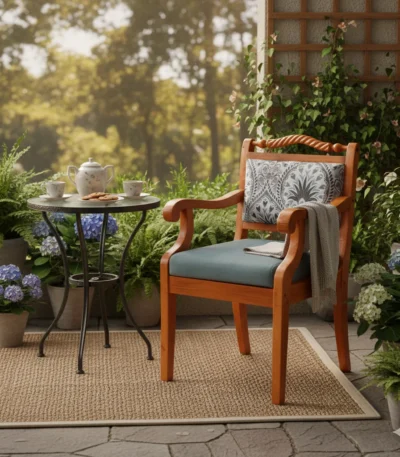 Floral Mahogany Cushion Sitout Chair