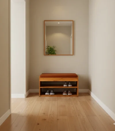 Open Shelf with Cushion 2 Tier Particle Board Shoe Stand for shoe corner