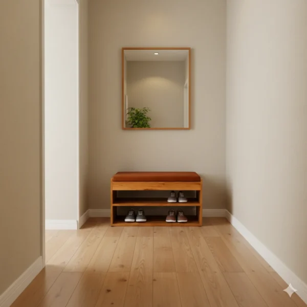 Open Shelf with Cushion 2 Tier Particle Board Shoe Stand for shoe corner