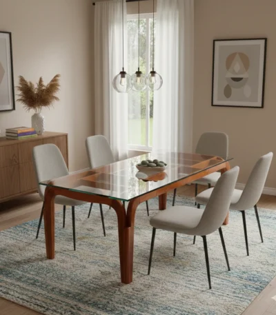 Hocky Teak Dining Table crafted from solid teak wood for everyday dining durability