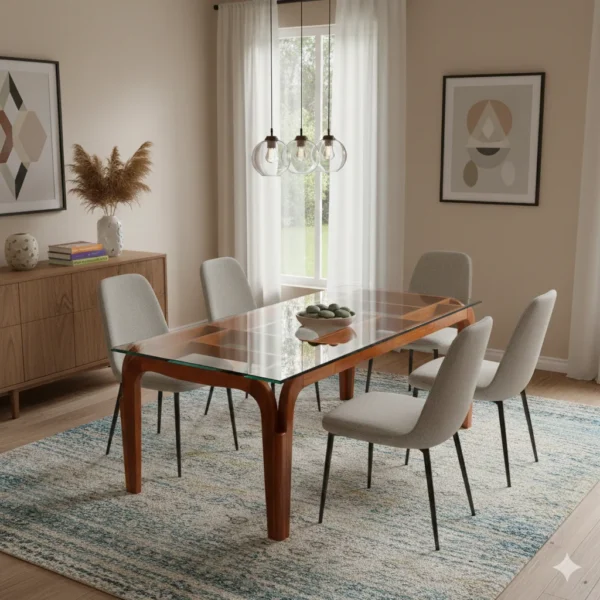 Hocky Teak Dining Table crafted from solid teak wood for everyday dining durability