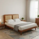 Olive Rexin Mahogany Cot 5ft Queen Size