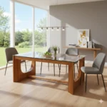 U Step Teak Dining Table