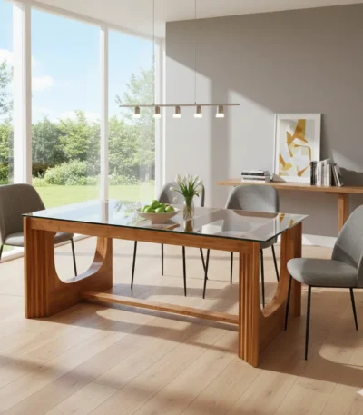 U Step Teak Dining Table