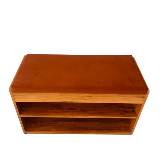 Open Shelf with Cushion 2 Tier Particle Board Shoe Stand for shoe corner