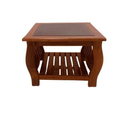 Apple Teak Glass Teapoy blends natural teak warmth with modern glass styling