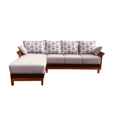 AuraWave Full Cover Corner Sofa Set 3+Diwan