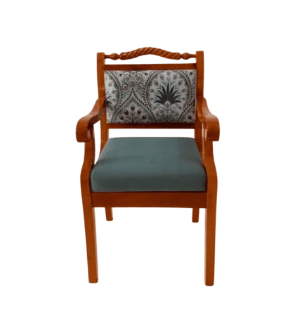 Floral mahogany cushion sitout chair for comfortable and decorative seating