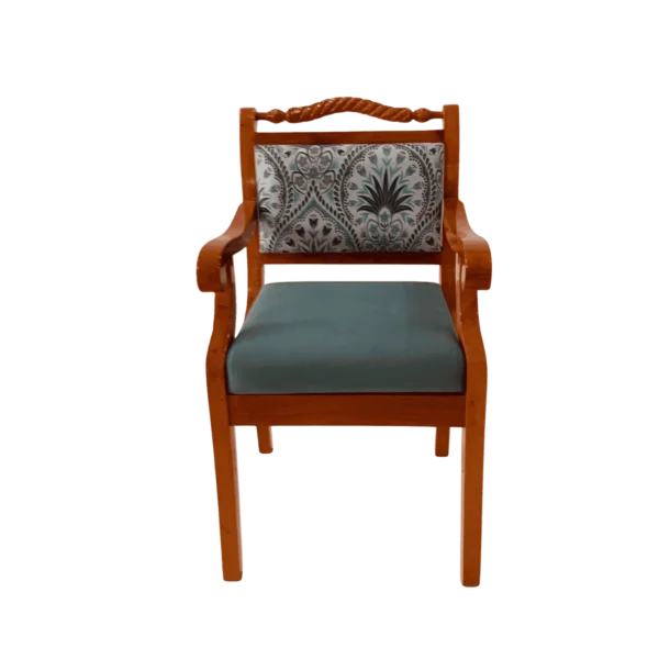 Floral mahogany cushion sitout chair for comfortable and decorative seating